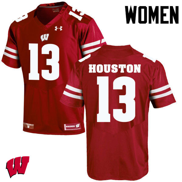 Women Wisconsin Badgers #13 Bart Houston College Football Jerseys-Red - Click Image to Close